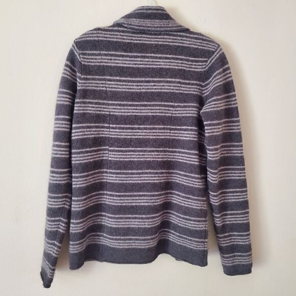 Horny Toad button-up Sweater Size Small Wool Blend Striped Gray - Picture 2 of 5